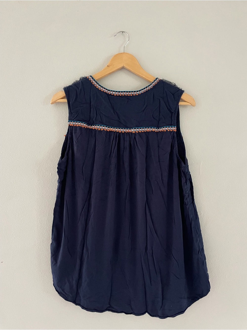 DR2 Navy Sleeveless Embroidered Trim Tunic - Picture 2 of 5